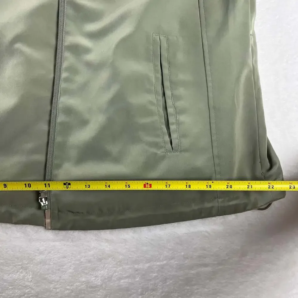 Reversible Hooded Rain Jacket Sage Green‎ Tan Minimalist Zip Windbreaker Women's
